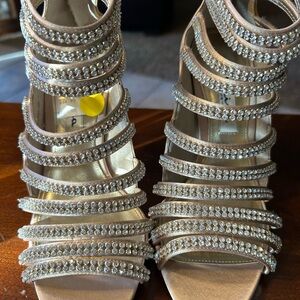 Nina Gold Rhinestone Strappy Heels